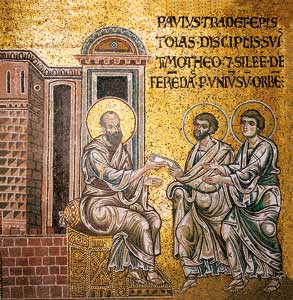 Saint Paul remettant les épîtres à Timothée