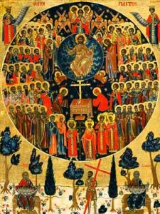 Le Christ entouré des saints